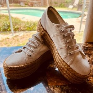 Superga White Platform Rope Sneakers - Size 7